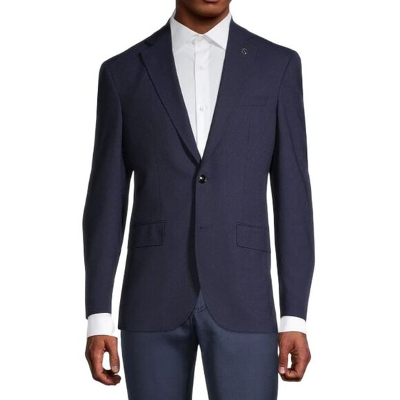 TED BAKER Navy Karl 99% Wool Blazer Size 42 S